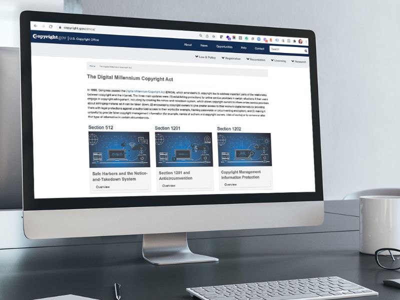 The Digital Millennium Copyright Act details on a computer screen - How to Get Online Content Taken Down for Copyright Infringement