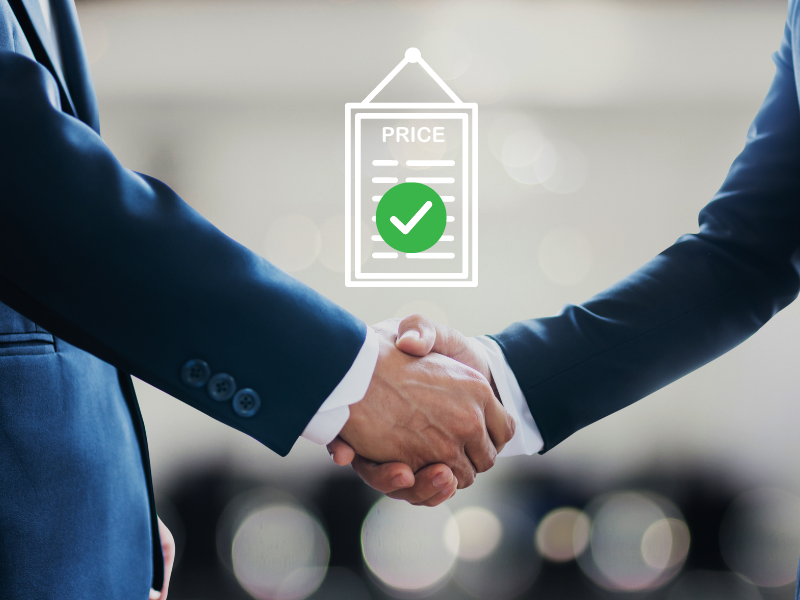 A handshake from a pricing agreement